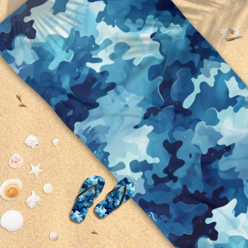 Ocean Blue Camo Beach Towel