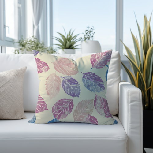Stamp Leaves Throw Pillow
